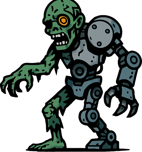 MACHINE ZOMBIE.
In-Game asset.  2d.  High contrast.  No shadows