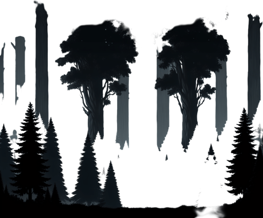 forest background at 3am.
Single Game Texture.  In-Game asset.  2d.  Blank background.  High contrast.  No shadows