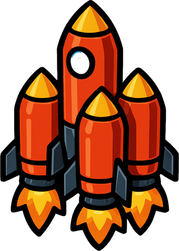 cluster rocket.
In-Game asset.  2d.  High contrast.  No shadows