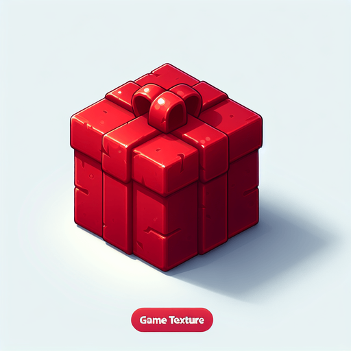 Red gift Single Game Texture. In-Game asset. 2d. Blank background. High contrast. No shadows.
