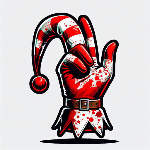 bloody christmas elf glove tapping at screen clipart. Just the glove.
Single Game Texture. In-Game asset. 2d. Blank background. High contrast. No shadows.