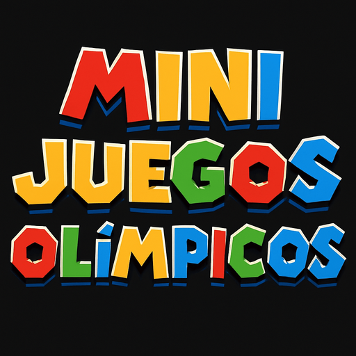 quiero que hagas un titulo en 2d que diga mini juegos olimpicos, la tipografia me gustaria tipo mario bros.
In-Game asset.  2d.  High contrast.  No shadows