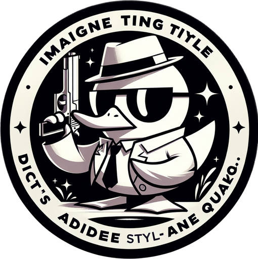 Duck with a gun title logo.
Single Game Texture. In-Game asset. 2d. Blank background. High contrast. No shadows.