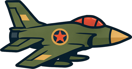 2D Düz bir savaş uçağı.
In-Game asset.  2d.  High contrast.  No shadows