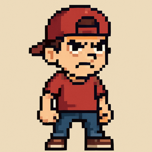 bad regular casual kid full body 2d pixel art.
In-Game asset.  2d.  High contrast.  No shadows
