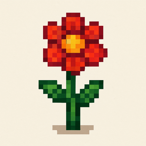 uan flor pixelar para plantar, sin matera sola una hermosa flor.
In-Game asset.  2d.  High contrast.  No shadows