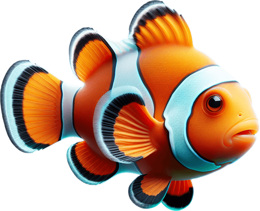 A realistic clownfish swiming to the right.
Single Game Texture. In-Game asset. 2d. Blank background. High contrast. No shadows.