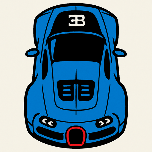 Bugatti kuş bakışı.
In-Game asset.  2d.  High contrast.  No shadows