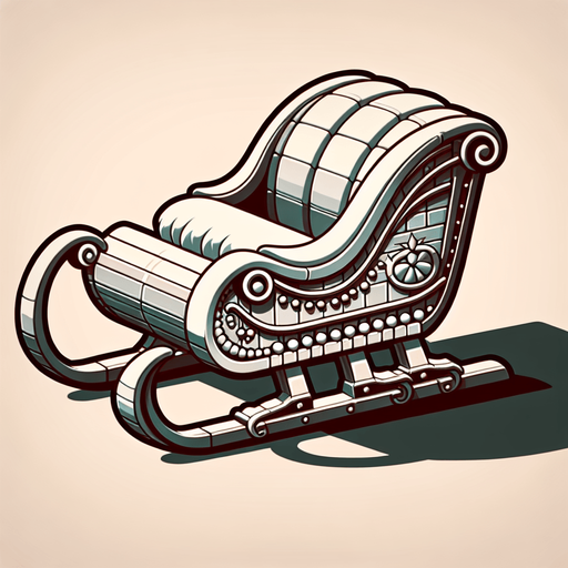 Santa's sleigh. Side view. Plastic style Single Game Texture. In-Game asset. 2d. Blank background. High contrast. No shadows.