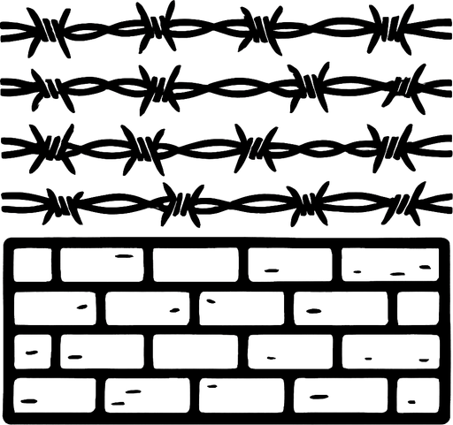 barbed wire wall.
In-Game asset.  2d.  High contrast.  No shadows