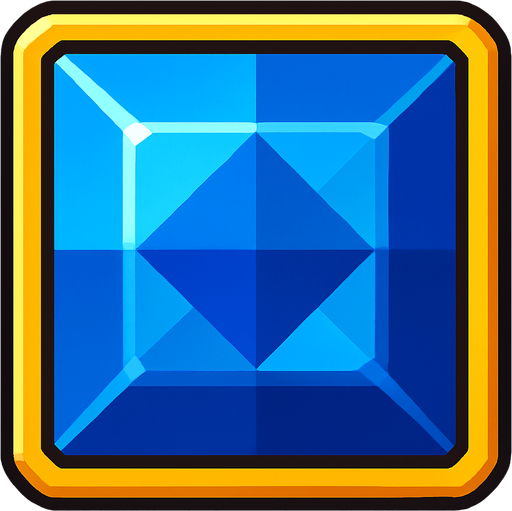 Blue gem square.
In-Game asset.  2d.  High contrast.  No shadows