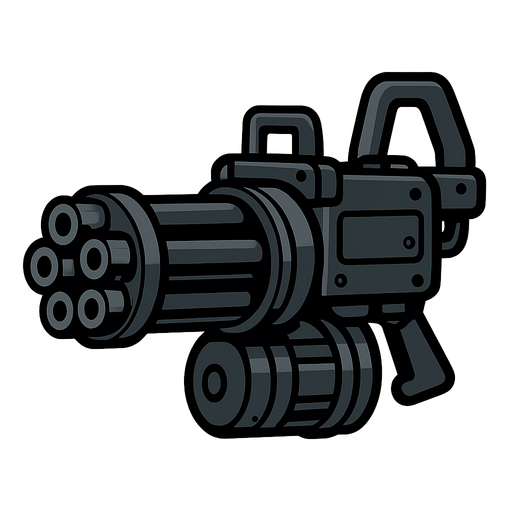 gattling gun.
In-Game asset.  2d.  High contrast.  No shadows