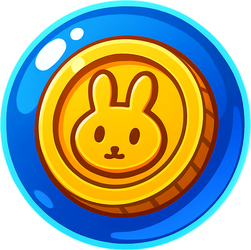 a bubble with a bunny gold coin inside.
In-Game asset.  2d.  High contrast.  No shadows