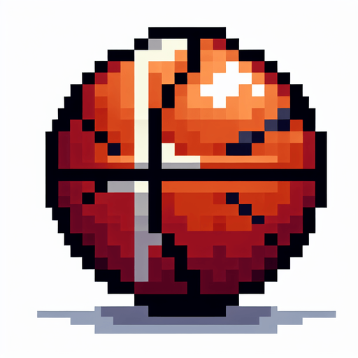 basketball ball. pixelated. 8 bit.
Single Game Texture. In-Game asset. 2d. Blank background. High contrast. No shadows.