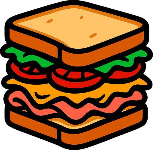sandwich.
In-Game asset.  2d.  High contrast.  No shadows