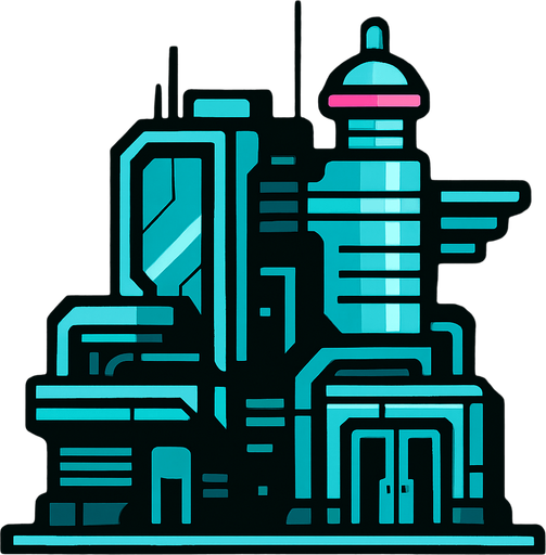 Hi-Teck buikding.
In-Game asset.  2d.  High contrast.  No shadows