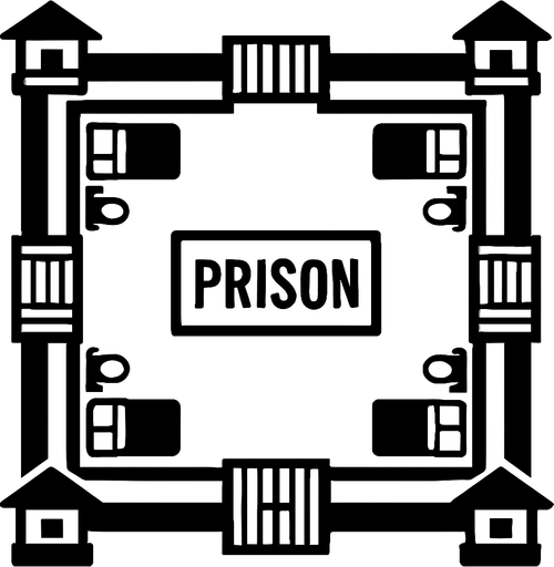 a top down white black theme prison. In-Game asset. 2d. High contrast. No shadows.
In-Game asset.  2d.  High contrast.  No shadows