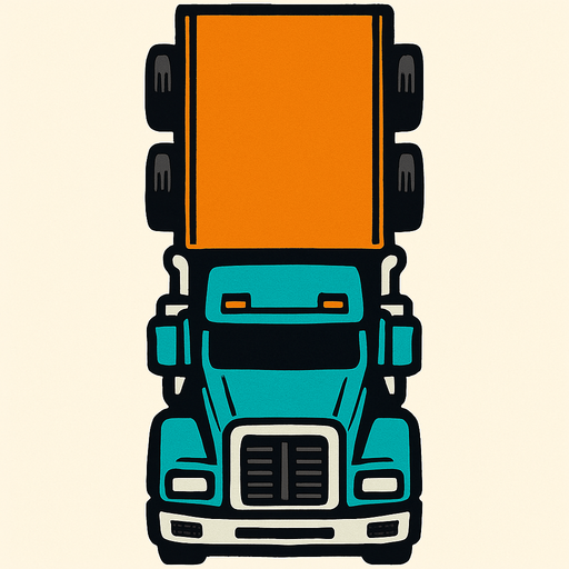 long haul truck seen from direct top.
In-Game asset.  2d.  High contrast.  No shadows