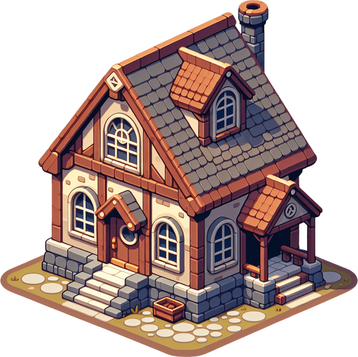 house，low geometry style.
Single Game Texture. In-Game asset. 2d. Blank background. High contrast. No shadows.