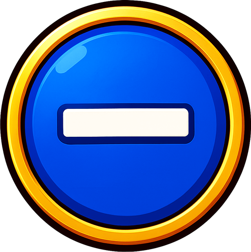 Un boton azul fuerte tipo Casino que diga "-".
In-Game asset.  2d.  High contrast.  No shadows
