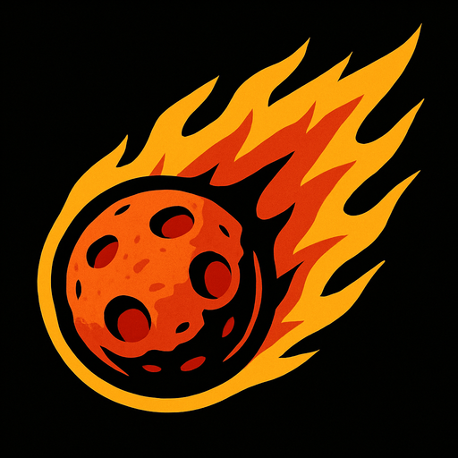 düşen bir meteor resmi.
In-Game asset.  2d.  High contrast.  No shadows