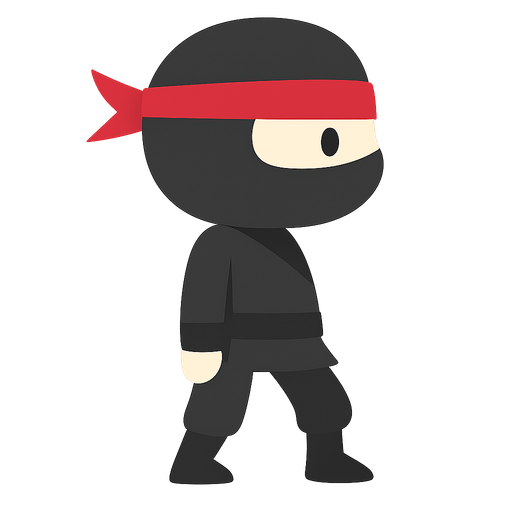 ninja. No background. Transparent background. Blank background. No shadows. 2d. In-Game asset. flat
