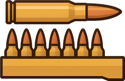 bullet with bar ammo
. No background. Transparent background. Blank background. No shadows. 2d. In-Game asset. flat