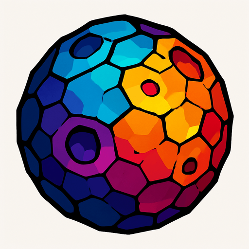 colorful meteor ball no flame effect.
In-Game asset.  2d.  High contrast.  No shadows