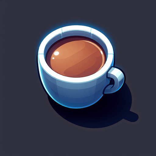 a coffee cup, viewed from above.
Single Game Texture. In-Game asset. 2d. Blank background. High contrast. No shadows.