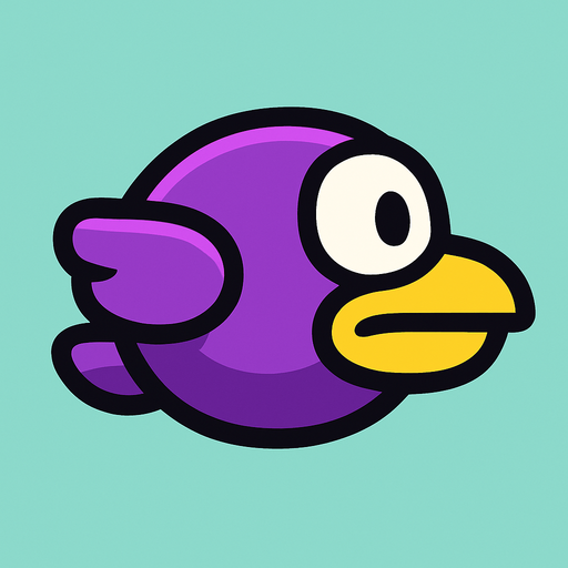 Top şeklinde flappy bird gibi bir kuş çiz ama mor renkli.
In-Game asset.  2d.  High contrast.  No shadows. flapptbird