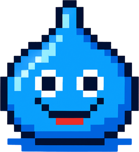 Slime azul, pixelart.
In-Game asset.  2d.  High contrast.  No shadows