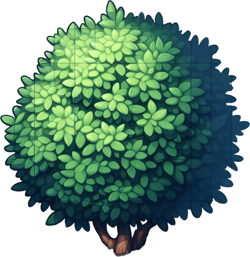 bush.
Single Game Texture.  In-Game asset.  2d.  Blank background.  High contrast.  No shadows