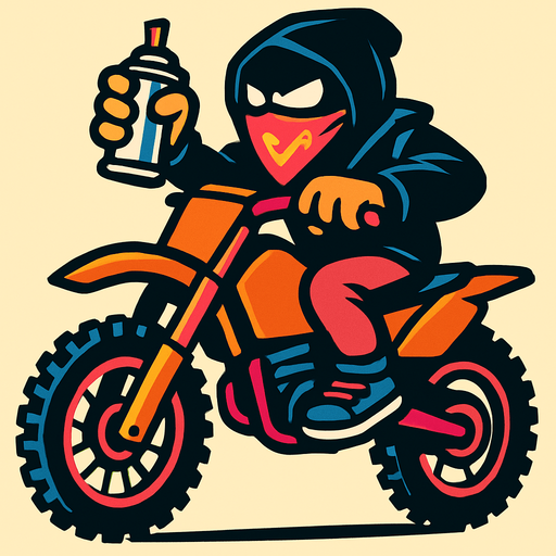 vandal riding dirt bike.
In-Game asset.  High contrast.  No shadows