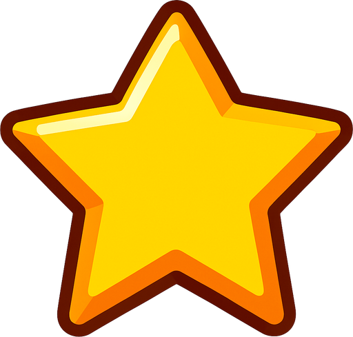 cartoonish star.
In-Game asset.  2d.  High contrast.  No shadows