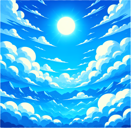 Blue sky.
Single Game Texture. In-Game asset. 2d. Blank background. High contrast. No shadows.