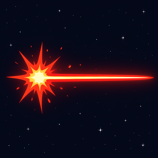 uzay 2d etkileyici lazer ışını.
In-Game asset.  2d.  High contrast.  No shadows