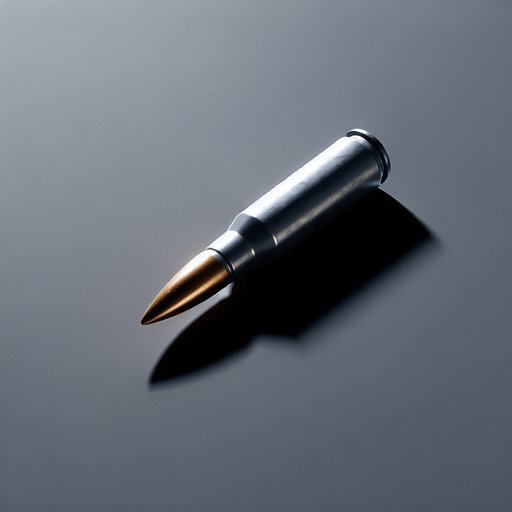 Bullet.
Single Game Texture. In-Game asset. 2d. Blank background. High contrast. No shadows.