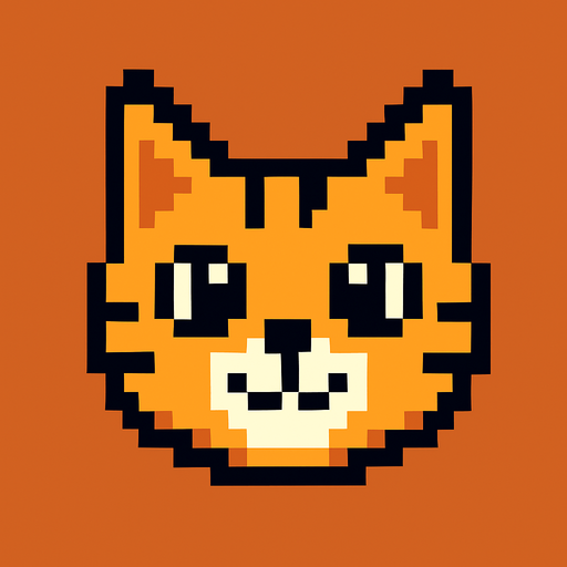 pixel art 2D cat head.
In-Game asset.  2d.  High contrast.  No shadows