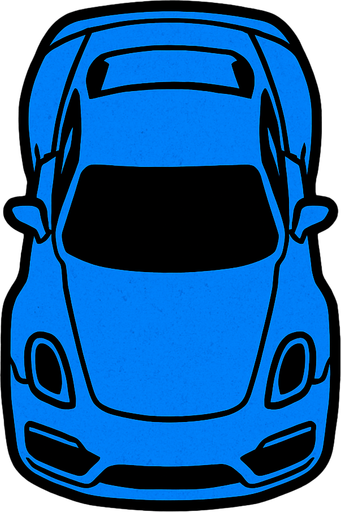a top down sport blue car.
In-Game asset.  2d.  High contrast.  No shadows