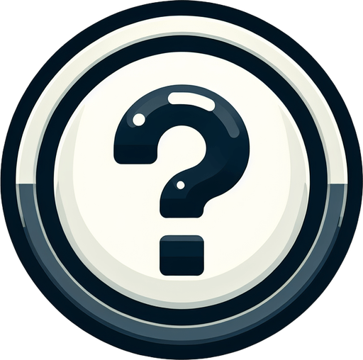 A round button with a question mark in sharp vector graphcis.
Single Game Texture. In-Game asset. 2d. Blank background. High contrast. No shadows.