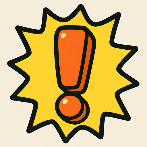 exclamantation.
In-Game asset.  2d.  High contrast.  No shadows