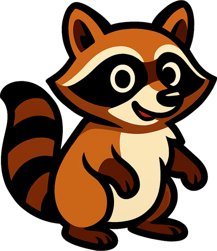 raccoon no background.
In-Game asset.  2d.  High contrast.  No shadows