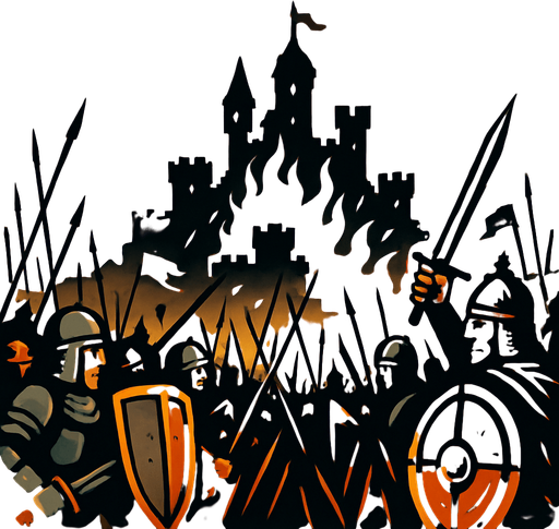 Orta çağ dönemi için savaş arka planı.
In-Game asset.  2d.  High contrast.  No shadows