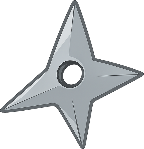 a ninja star. No background. Transparent background. Blank background. No shadows. 2d. In-Game asset. flat
