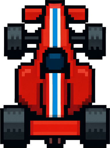 Vertical pixel racing car..
In-Game asset.  2d.  High contrast.  No shadows