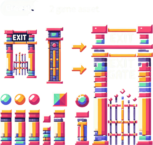 Exit Gate.
Single Game Texture.  In-Game asset.  2d.  Blank background.  High contrast.  No shadows