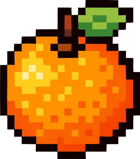 pixel art of a orange.
In-Game asset.  2d.  High contrast.  No shadows