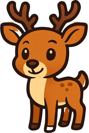 Cartoon deer with plane wooden background.
In-Game asset.  2d.  High contrast.  No shadows