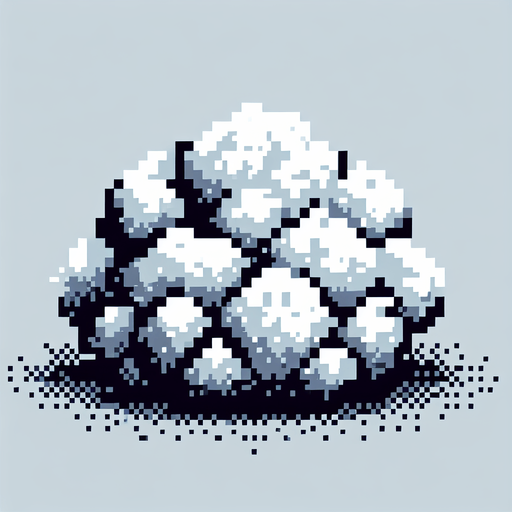 puff of snowy smoke. pixelated. 8 bit. Single Game Texture. In-Game asset. 2d. Blank background. High contrast. No shadows.