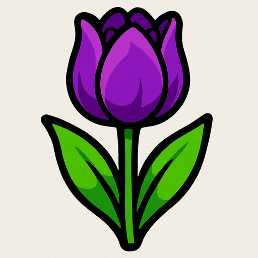 Purple tulip.
In-Game asset.  2d.  High contrast.  No shadows